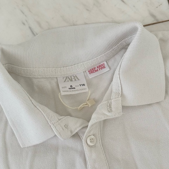 Zara Kids Basic White Polo - Picture 3 of 7